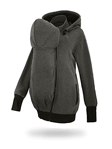 fun2bemum Tomy Men Baby Tragejacke VORNE für Papa Känguru Kapuze Graphit M von fun2bemum