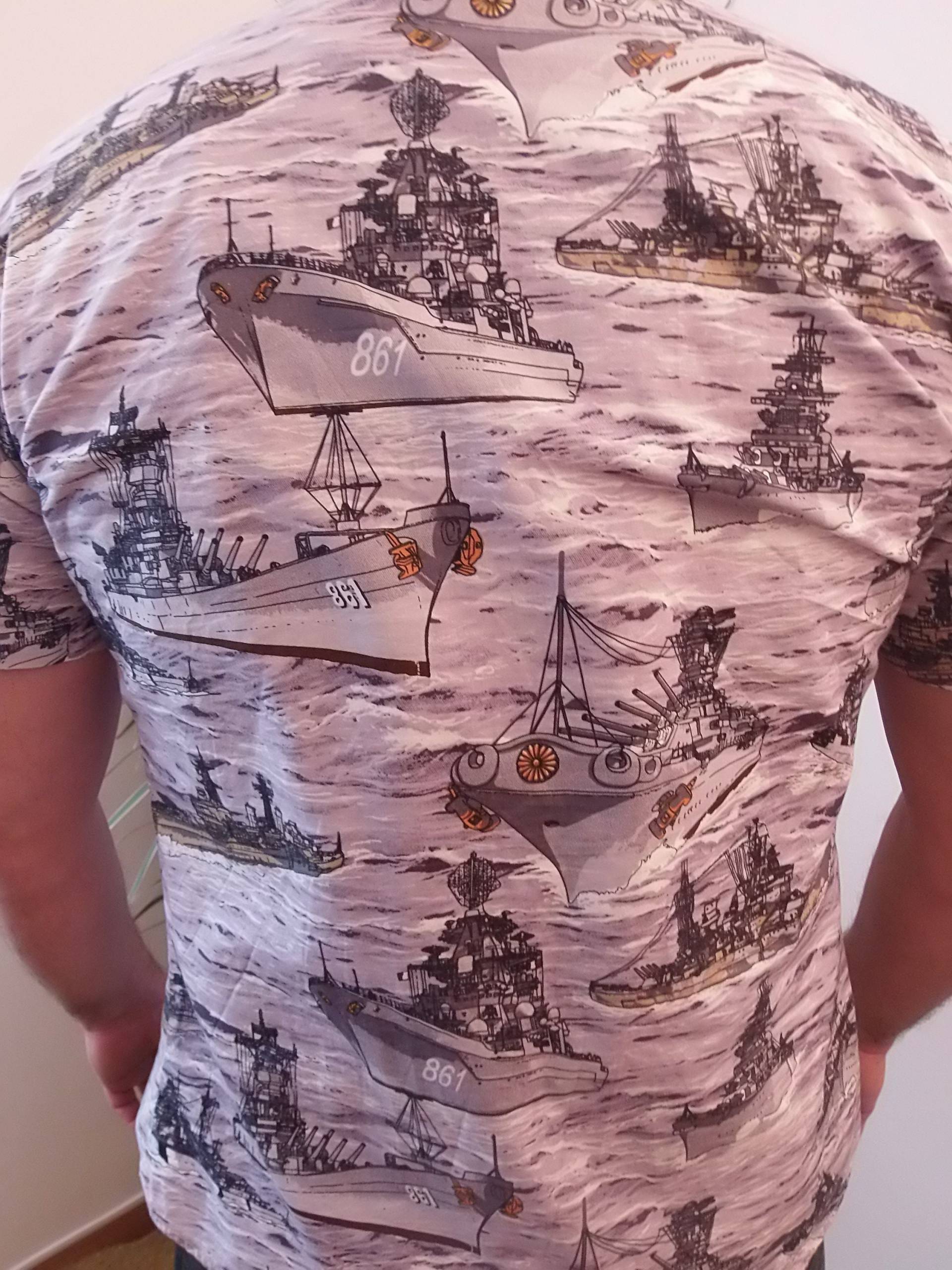 Männer Baumwollhemd, Neuheit Druckhemd, Schiff Druckmänner Knopf, Größe M von funation