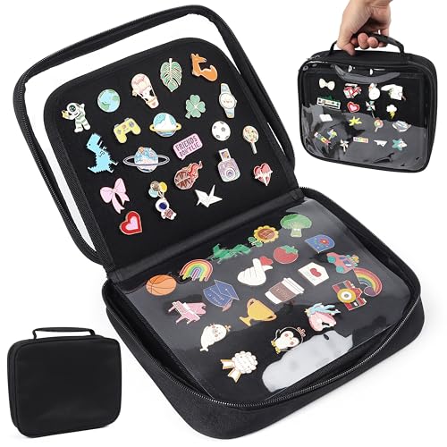 Funcolor Pin Trading Bücher für Sammler: 6-seitige schwarze tragbare Emaille-Pin-Display-Album-Tasche zur Aufbewahrung – Griff für Reisen, Pin-Folio-Beutel, Halter für Kinder, Teenager, Sammlung Funcolor Pin Trading Bücher für Sammler: 6-seitige schwarze tragbare Emaille-Pin-Display-Album-Tasche zur Aufbewahrung – Griff für Reisen, Pin-Folio-Beutel, Halter für Kinder, Teenager, Sammlung von funcolor