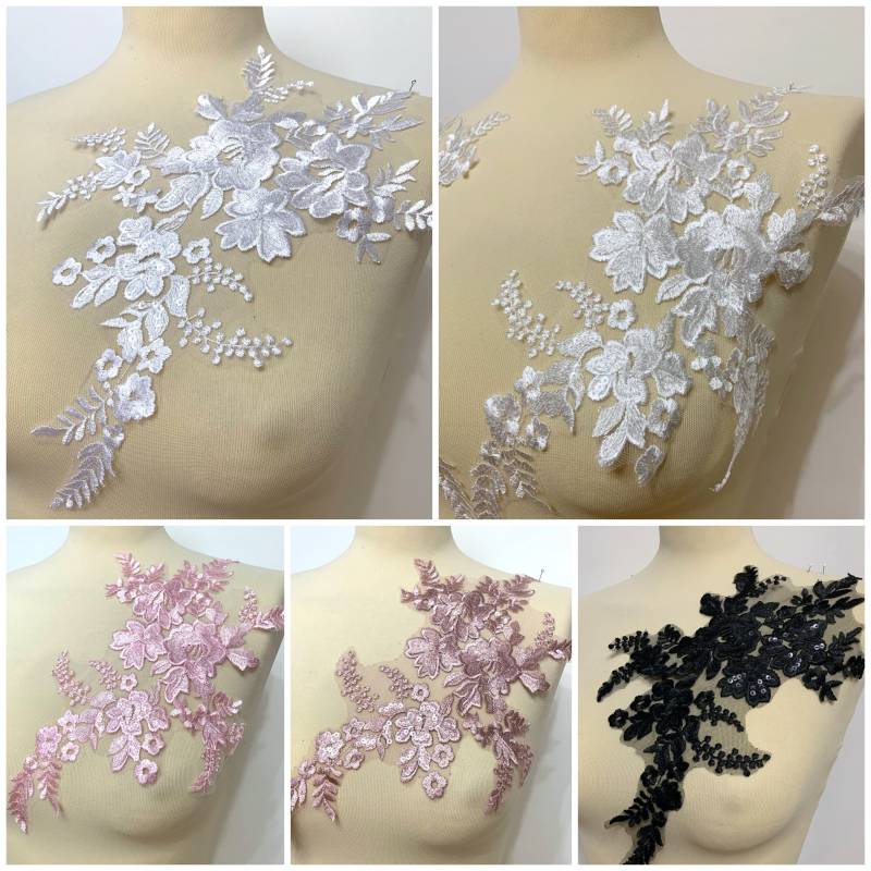 Floral Spitze Hochzeitskleid Spitzenapplikation Pailletten Patch Blume Brautkleid Abendkleid Floral Spitze Hochzeitskleid Spitzenapplikation Pailletten Patch Blume Brautkleid Abendkleid von fundtruhe