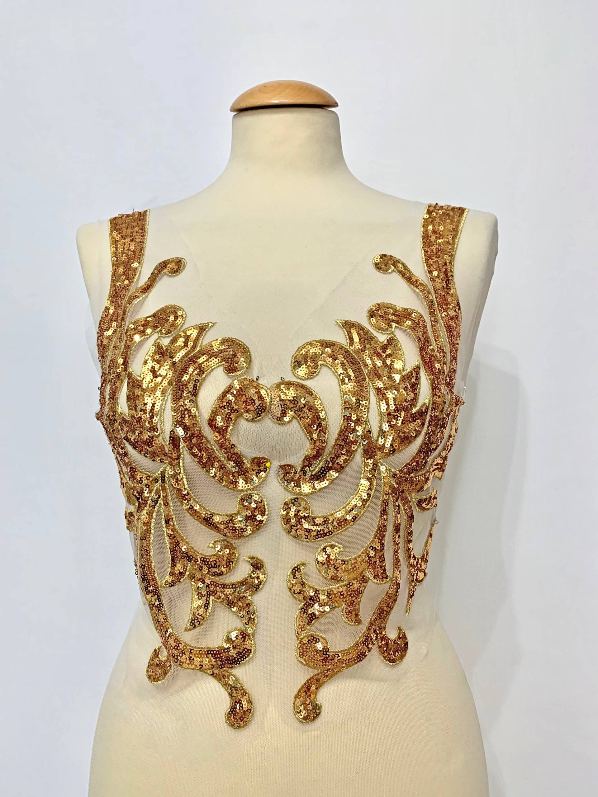 Spitzenapplikation 2St. Pailletten Patch Stickerei Abendkleid Tanzkleid von fundtruhe