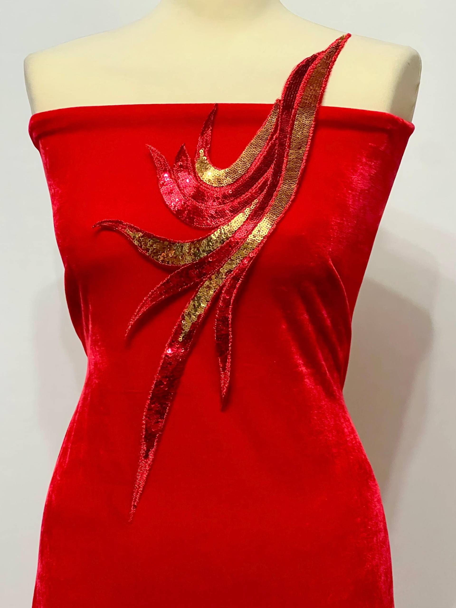 Spitzenapplikation Pailletten Applikation Patch Gold Rot Stickerei Abendkleid Tanzkleid Spitzenapplikation Pailletten Applikation Patch Gold Rot Stickerei Abendkleid Tanzkleid von fundtruhe