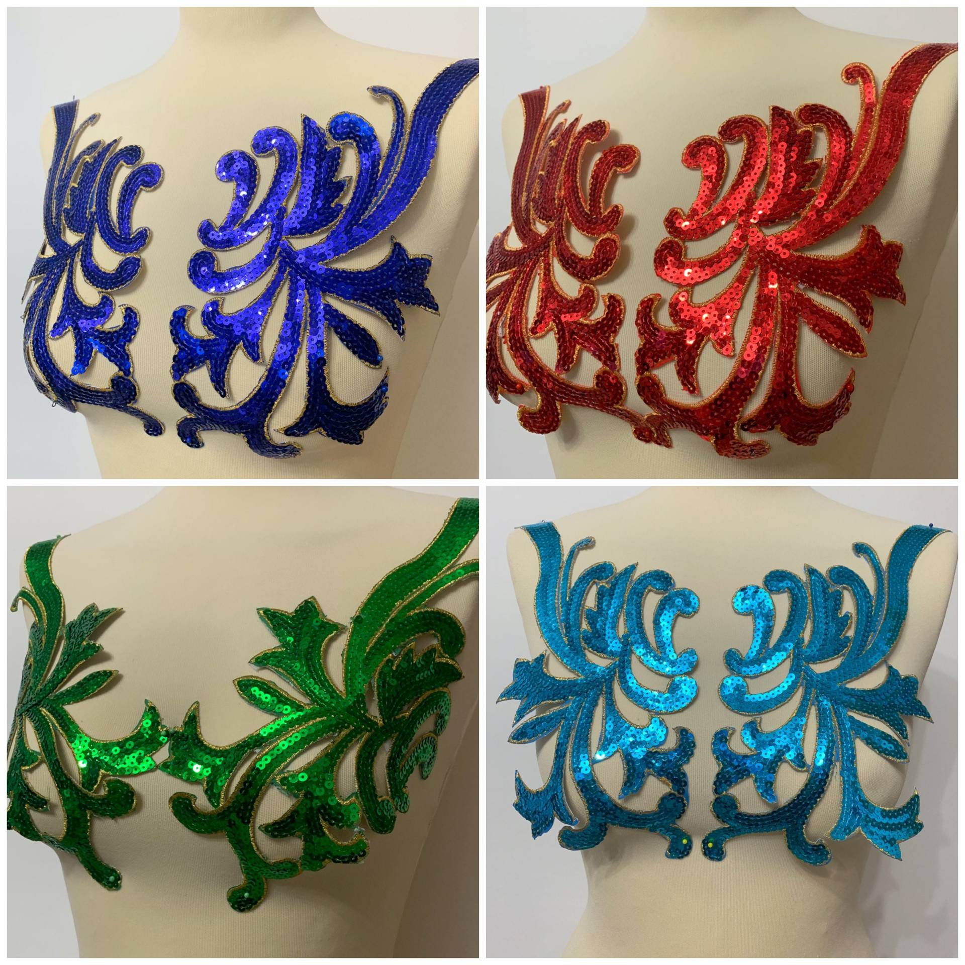 Spitzenapplikation Pailletten Spitze Blau Grün Rot Türkis Zum Aufbügeln Patch Stickerei Abendkleid Tanzkleid Kostüme Kleid von fundtruhe