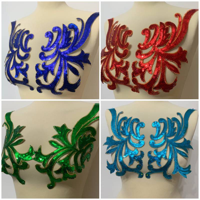 Spitzenapplikation Pailletten Spitze Blau Grün Rot Türkis Zum Aufbügeln Patch Stickerei Abendkleid Tanzkleid Kostüme Kleid von fundtruhe