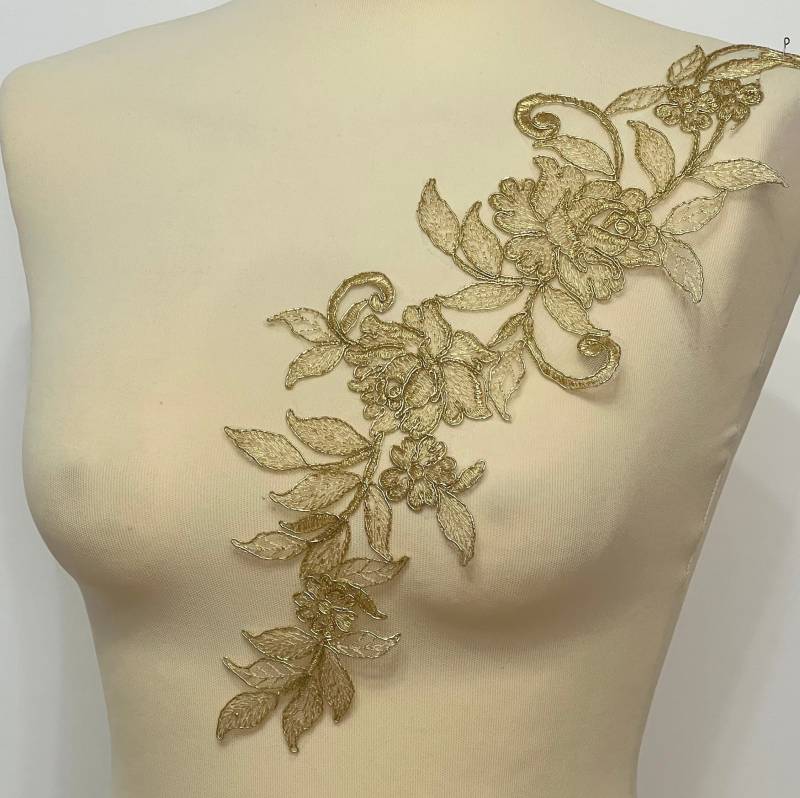 Spitzenapplikation Spitze Applikation Floral Blumen Gold Spitzenapplikation Spitze Applikation Floral Blumen Gold von fundtruhe