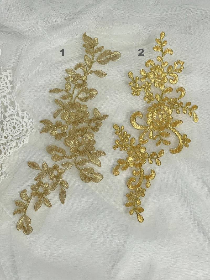 Spitzenapplikation Spitze Floral Blumen Gold von fundtruhe