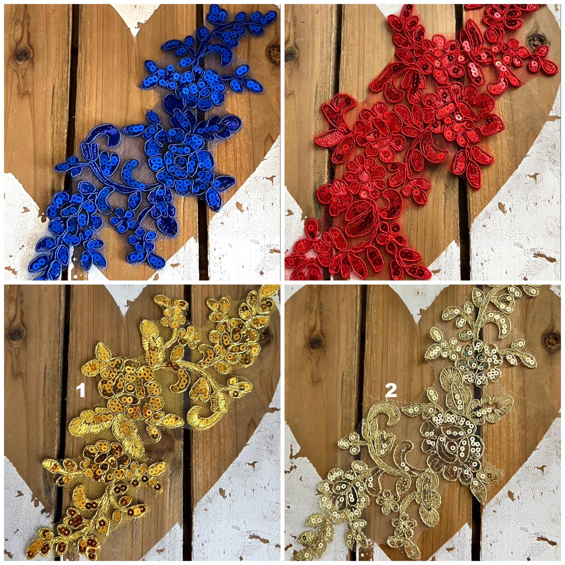 Spitzenapplikation Spitze Floral Blumen Pailletten von fundtruhe