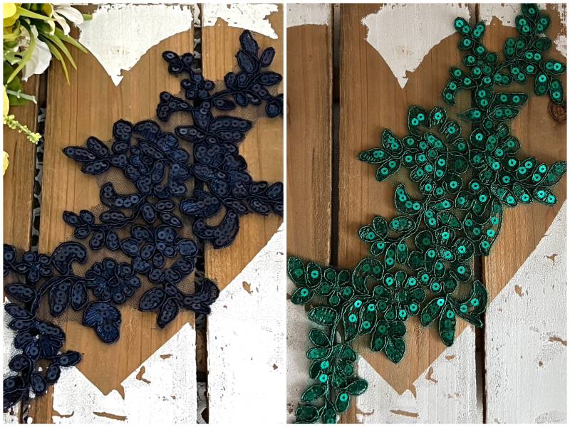 Spitzenapplikation Spitze Floral Blumen Pailletten von fundtruhe