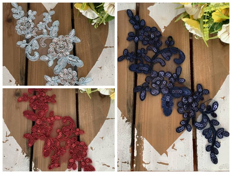 Spitzenapplikation Spitzen Applikation Blumen Pailletten Spitzenapplikation Spitzen Applikation Blumen Pailletten von fundtruhe