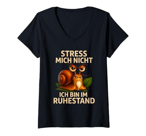 Damen Stress Mich Nicht ich Bin im Ruhestand T-Shirt mit V-Ausschnitt Damen Stress Mich Nicht ich Bin im Ruhestand T-Shirt mit V-Ausschnitt von fungermanfavorhclubs deutschlustigellchoangquotes