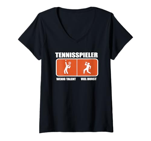Damen Tennisspieler wenig Talent viel Durst T-Shirt mit V-Ausschnitt Damen Tennisspieler wenig Talent viel Durst T-Shirt mit V-Ausschnitt von fungermanfavorhclubs deutschlustigellchoangquotes