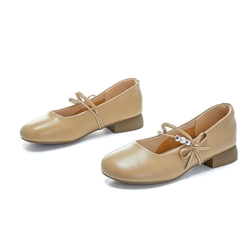 funifuni Damen Slipper mit 4 cm Blockabsatz und T-Riemen, echtes Leder, Schleifendetail, bequeme Arbeitsschuhe – Weiß/Braun funifuni Damen Slipper mit 4 cm Blockabsatz und T-Riemen, echtes Leder, Schleifendetail, bequeme Arbeitsschuhe – Weiß/Braun von funifuni