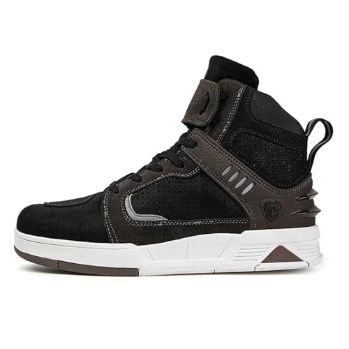 funifuni Motorradstiefel aus Leder für Damen und Herren – Straßenreitschuhe, rutschfeste Schuhe mit seitlichem Reißverschluss, Outdoor-Trekking-Wanderschuhe, Arbeitsschuhe von funifuni