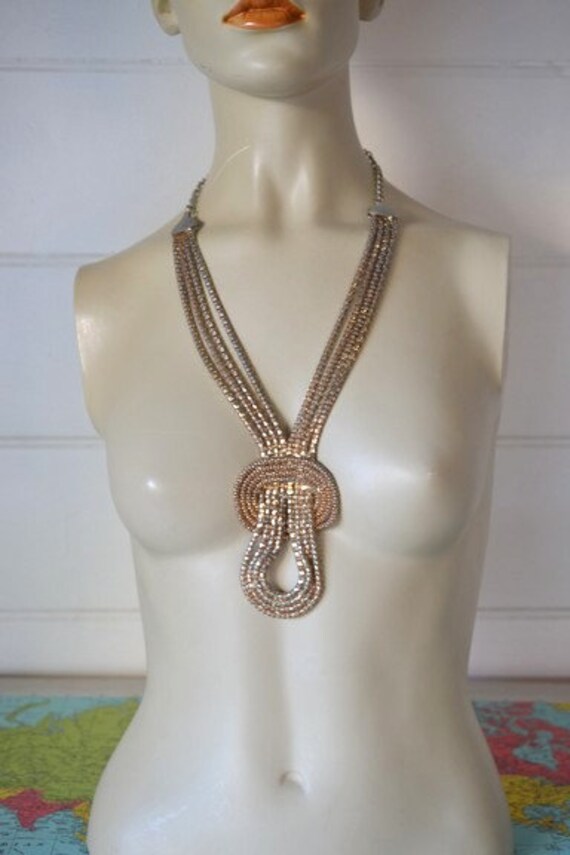 Vintage 1960Er Jahre Viersträngige Metallkette Geknotet Mid Century Ot10 von funkyflamingoau