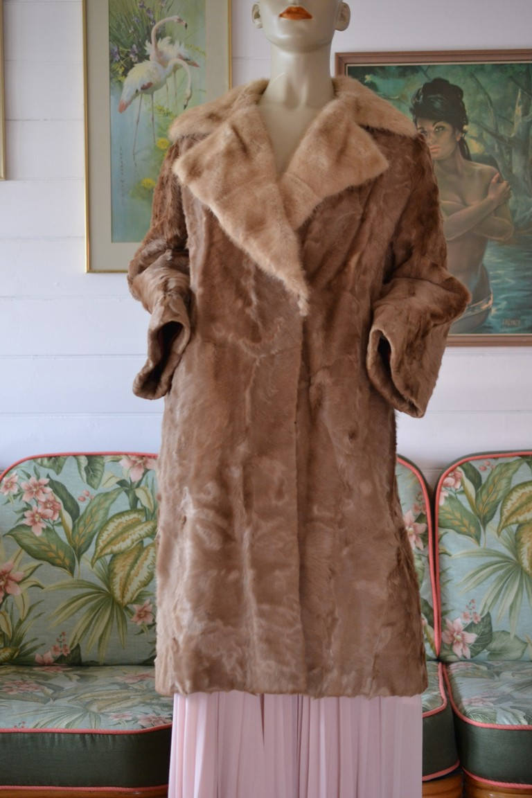 Vintage Damen London Pelz Jacke Melbourne Karamell Tan/Creme Farbe Größe 12-14 von funkyflamingoau