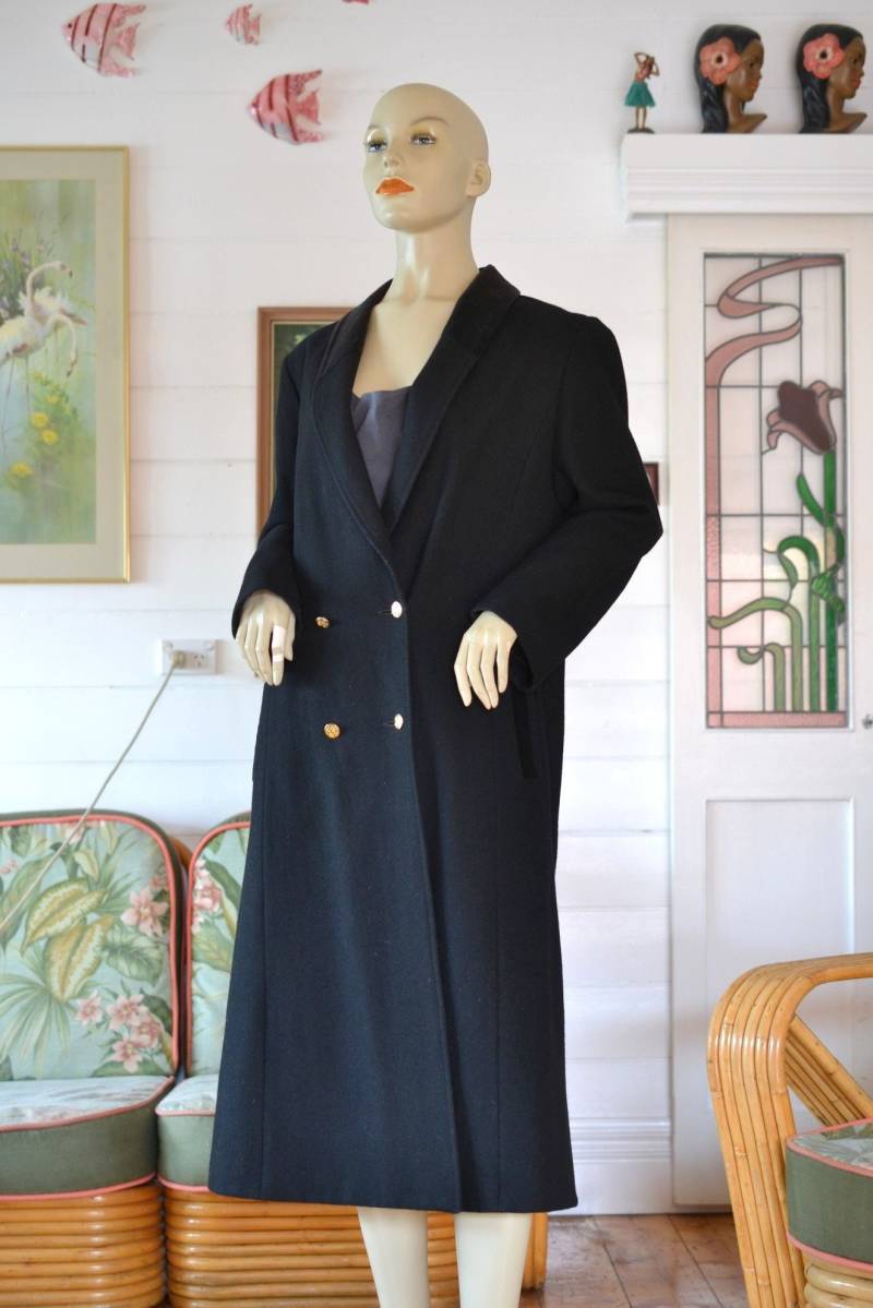 Vintage Damen Schwarze Neue Wolle 70 Prozent & Nylon 30 Jacke Größe 12 Aus von funkyflamingoau