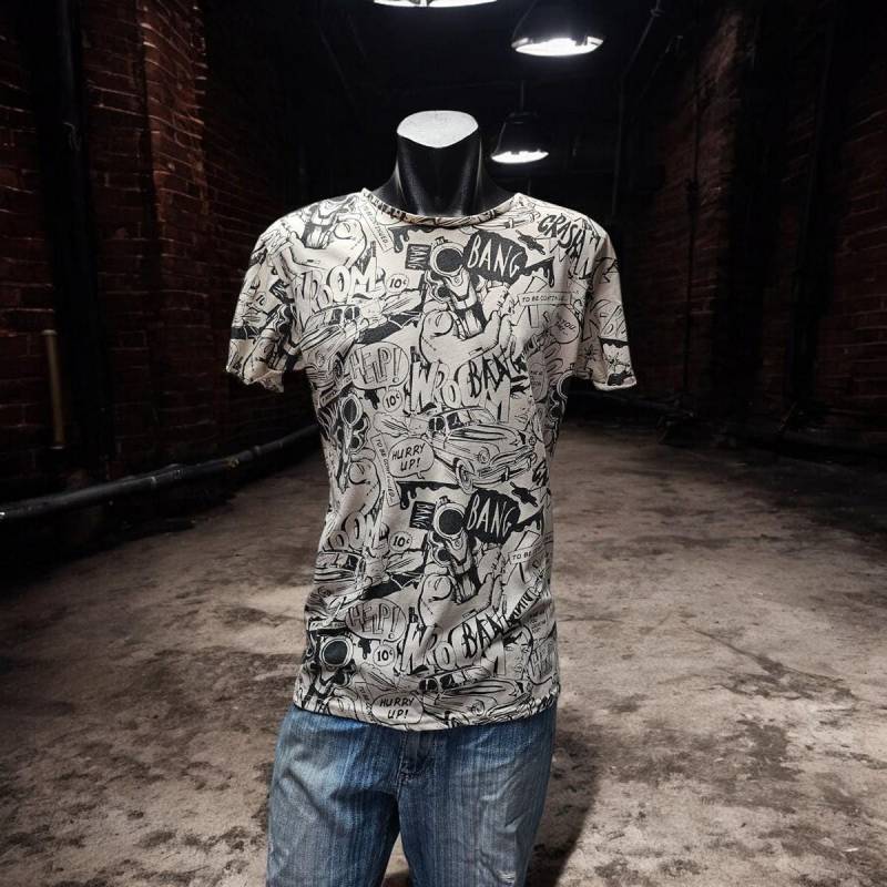 Vintage-stil Herrenhemd Comic Kollektion Bershka Größe S von funkyflamingoau