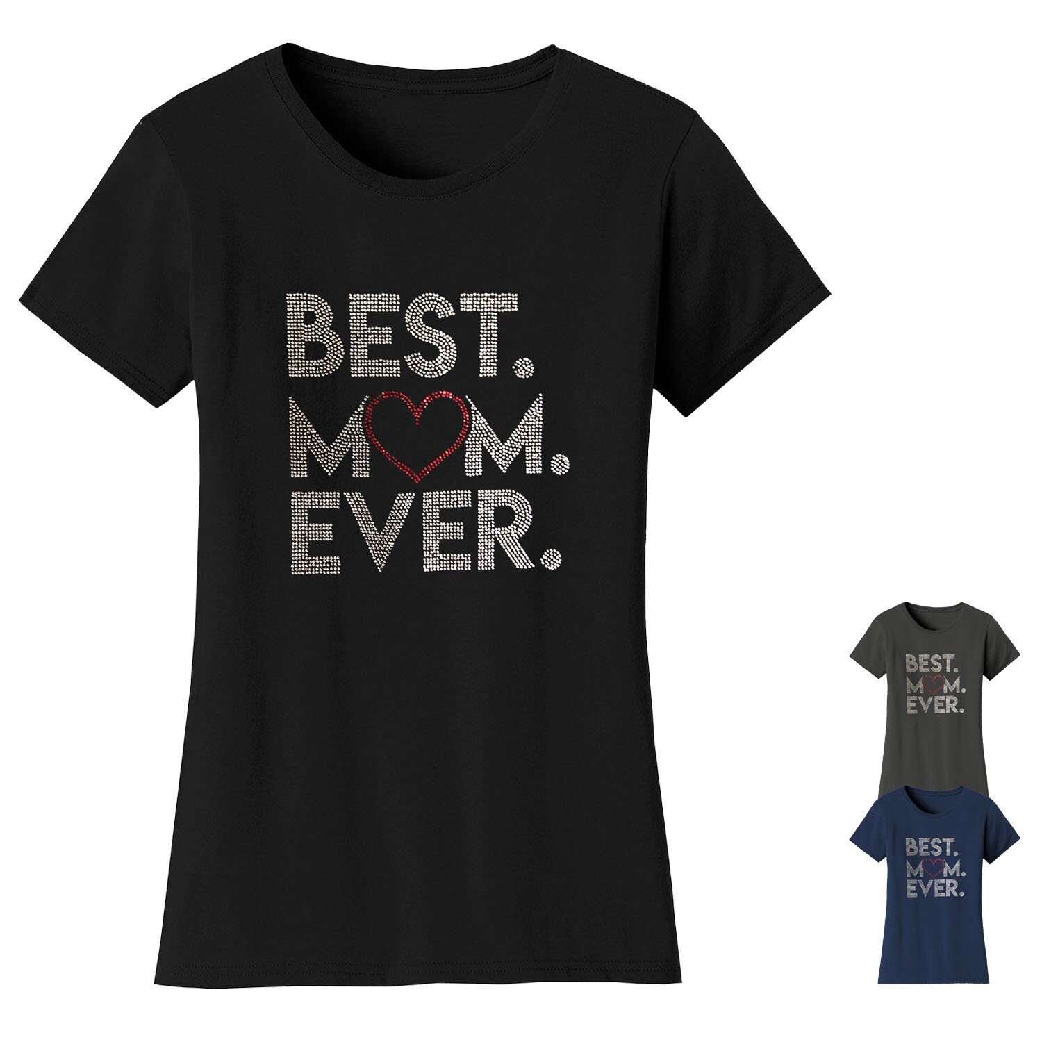 Damen Muttertag Beste Mama Aller Zeiten Strass Bling Crew Neck T-Shirt von funkyteesboutique