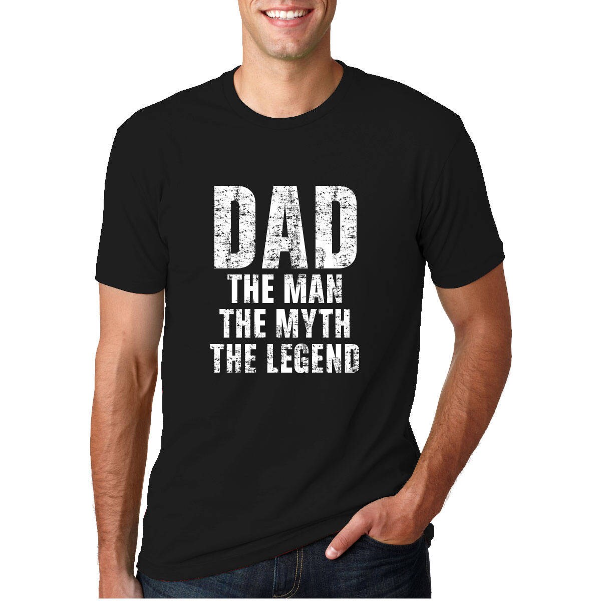 Herren Vatertag Papa Der Mann Mythos Legende Crew Neck T-Shirt von funkyteesboutique