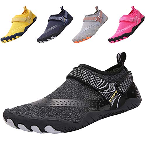 funmoon Barfuß Wasserschuhe Herren Damen Quick Dry Sport Aqua Aerobic Schuhe Unisex Badeschuhe für Herren, Strand, Tauchen, Surfen, Bootfahren, Schnorcheln (Schwarz, Numeric_40) von funmoon