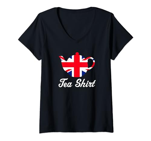 Damen Great Britain Tea T-Shirt mit V-Ausschnitt Damen Great Britain Tea T-Shirt mit V-Ausschnitt von funny british clothing
