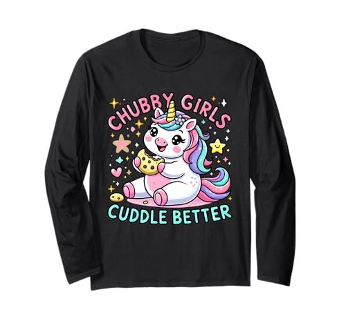 Lustiges molliges Mädchen Cuddle Better Cute Unicorn Cookie Lover Langarmshirt Lustiges molliges Mädchen Cuddle Better Cute Unicorn Cookie Lover Langarmshirt von funny chubby girl shirts