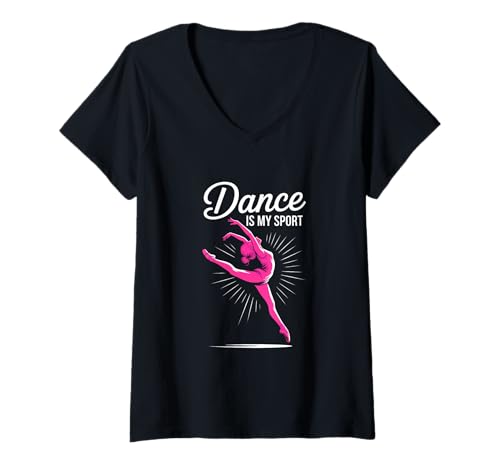 Damen Tanzen ist mein Sport T-Shirt mit V-Ausschnitt Damen Tanzen ist mein Sport T-Shirt mit V-Ausschnitt von funny dance lover balett breakdance
