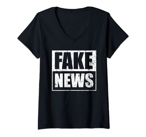 Damen Fake News T-Shirt mit V-Ausschnitt Damen Fake News T-Shirt mit V-Ausschnitt von funny fake news symbol
