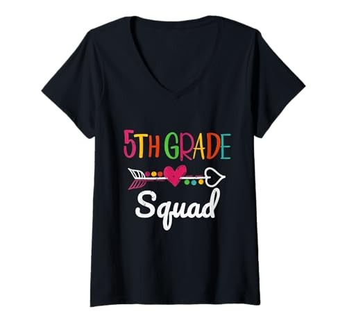 Damen Lustige, passende T-Shirts für den Schulanfang der 5. Klasse, für Klassenlehrer T-Shirt mit V-Ausschnitt Damen Lustige, passende T-Shirts für den Schulanfang der 5. Klasse, für Klassenlehrer T-Shirt mit V-Ausschnitt von funny fifth grade student teacher squad outfit