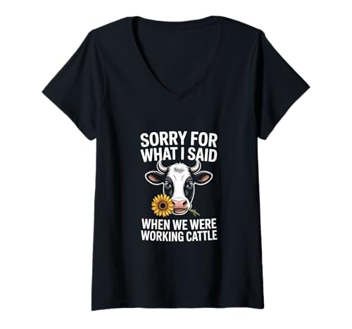Damen TUT Mir leid, was ich gesagt Habe, als wir mit den Rindern T-Shirt mit V-Ausschnitt Damen TUT Mir leid, was ich gesagt Habe, als wir mit den Rindern T-Shirt mit V-Ausschnitt von funny heifer cow farmer