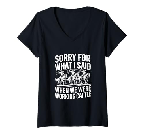 Damen TUT Mir leid, was ich gesagt Habe, als wir mit den Rindern T-Shirt mit V-Ausschnitt von funny heifer cow farmer