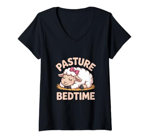 Damen Ich Liebe die Schlafenszeit auf der Schafweide T-Shirt mit V-Ausschnitt Damen Ich Liebe die Schlafenszeit auf der Schafweide T-Shirt mit V-Ausschnitt von funny heifer sheep farmer