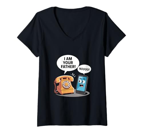 Damen lustiges telefon i'm your father retro humor T-Shirt mit V-Ausschnitt Damen lustiges telefon i'm your father retro humor T-Shirt mit V-Ausschnitt von funny phone humor retro geek gift idea