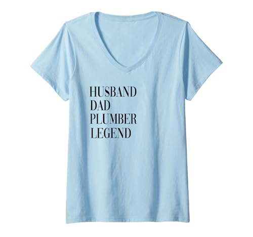 Damen Husband Dad Klempner Legende T-Shirt mit V-Ausschnitt Damen Husband Dad Klempner Legende T-Shirt mit V-Ausschnitt von funny plumber dad