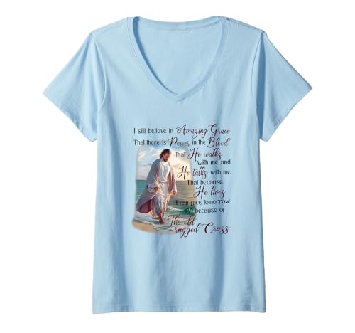 Damen Ich glaube Immer noch an die unglaubliche Anmut, DASS es Macht gibt T-Shirt mit V-Ausschnitt Damen Ich glaube Immer noch an die unglaubliche Anmut, DASS es Macht gibt T-Shirt mit V-Ausschnitt von funny quotes about god
