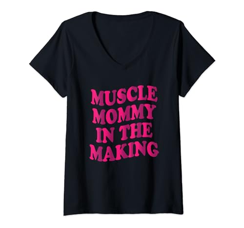 Damen muscle mummy in the making T-Shirt mit V-Ausschnitt von funny sports slogan for gym girls