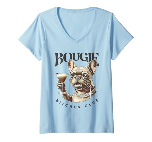 Damen Lustiger Bougie Bitches Club T-Shirt mit V-Ausschnitt Damen Lustiger Bougie Bitches Club T-Shirt mit V-Ausschnitt von funny teacher Christmas shirt