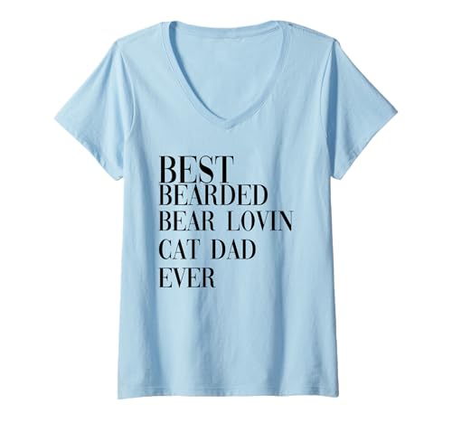 Damen Der Beste bärenliebende Katzenvater Aller Zeiten T-Shirt mit V-Ausschnitt Damen Der Beste bärenliebende Katzenvater Aller Zeiten T-Shirt mit V-Ausschnitt von funny uncle beard