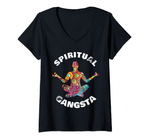 Damen Yoga Weihnachten Geschenkidee | Yoga T-Shirt "Spiritual Gangsta" T-Shirt mit V-Ausschnitt Damen Yoga Weihnachten Geschenkidee | Yoga T-Shirt "Spiritual Gangsta" T-Shirt mit V-Ausschnitt von funny yoga shirts and Christmas gifts