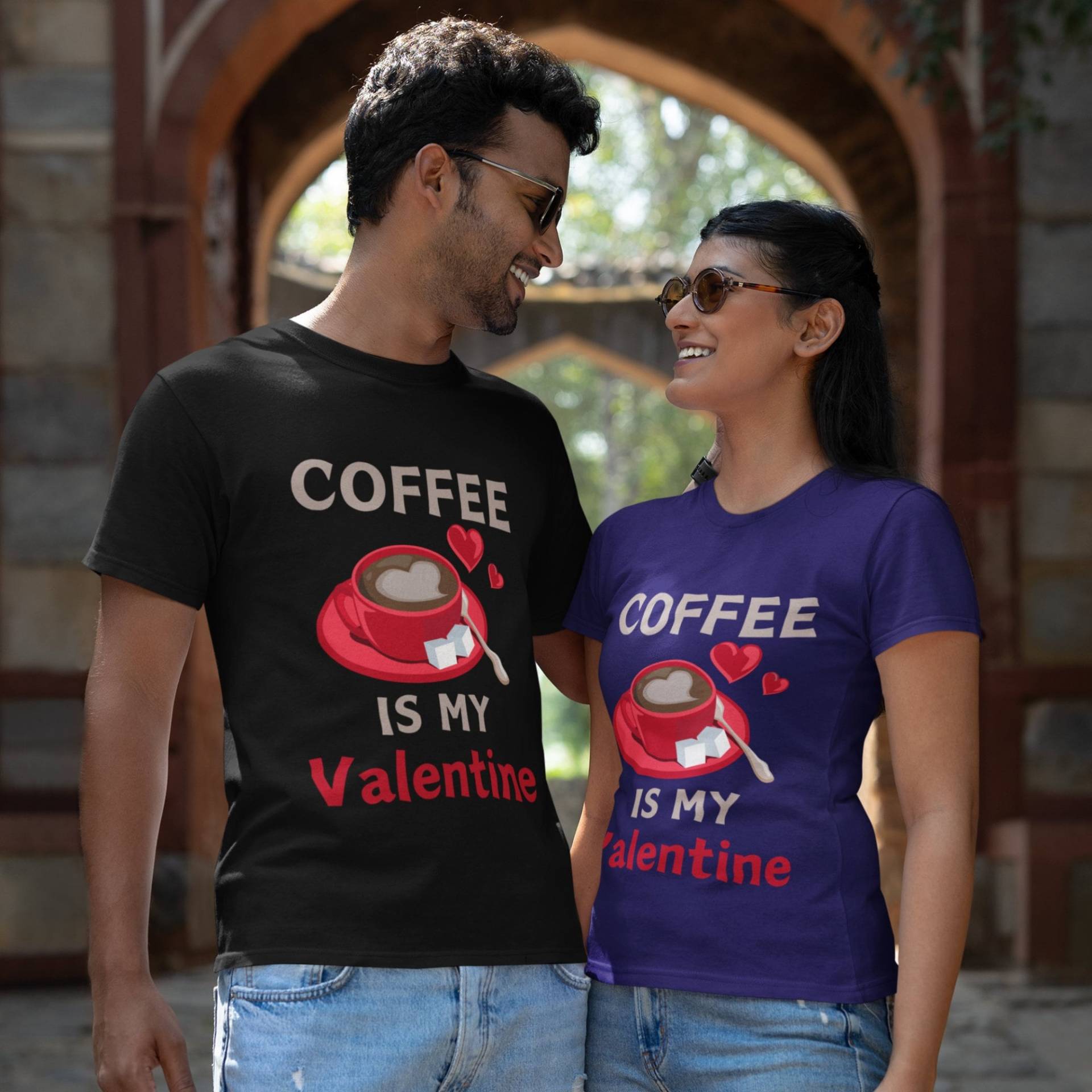 Coffee Is My Valentine | Valentinstag Tshirt Love Shirt Kaffeeliebhaber Galentin's Day Unisex-T-Shirt von funnyShirty