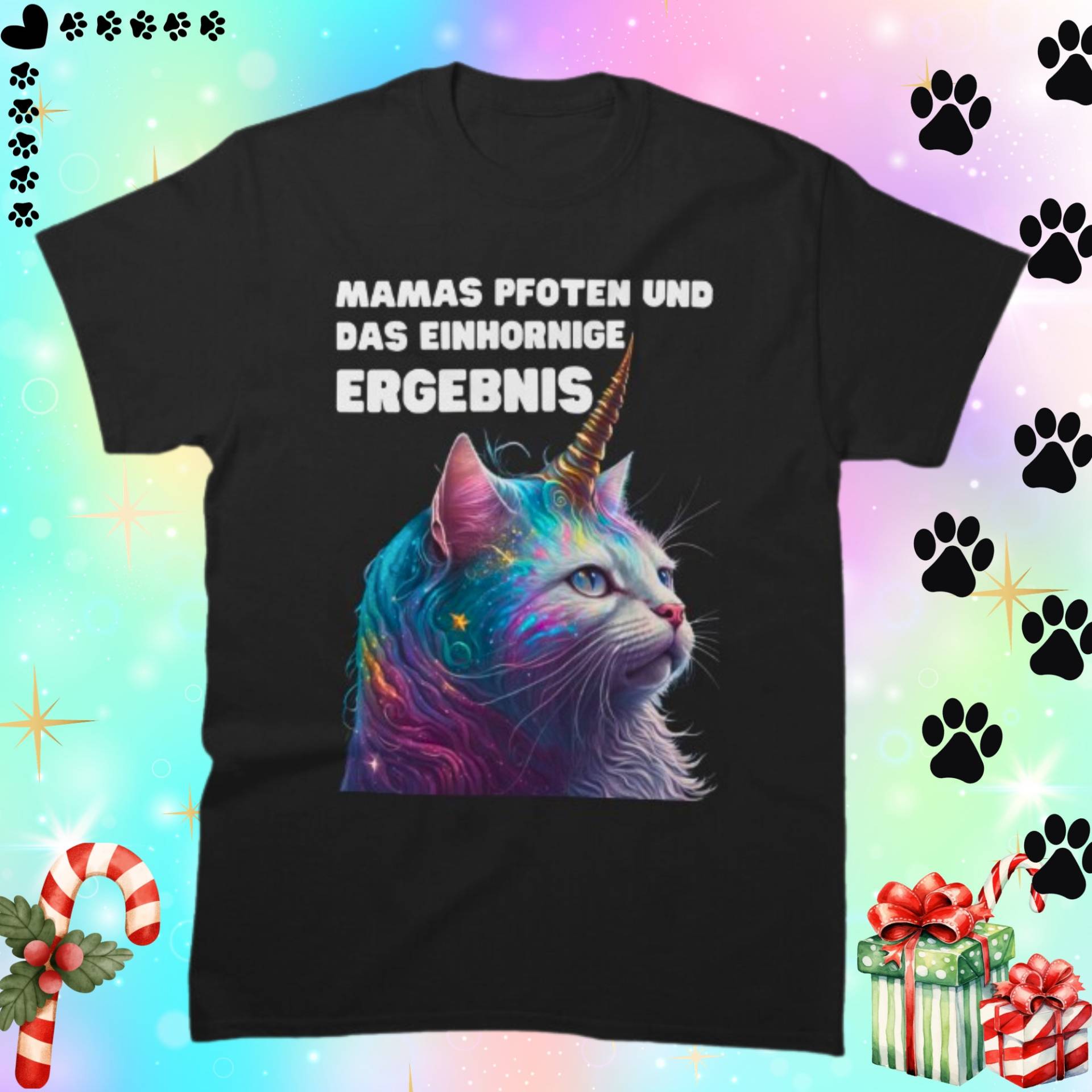 Einhorn-Katze T-Shirt Unisex Tierdesign, Weihnachtsgeschenk , Unicorn T-Shirt von funnyShirty