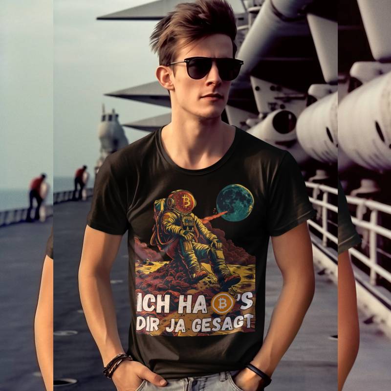 Ich Hab's Dir Ja Gesagt Bitcoin Crypto Kryptowährung T-Shirt , Bitcoin-Mondmann Unisex-T-Shirt von funnyShirty