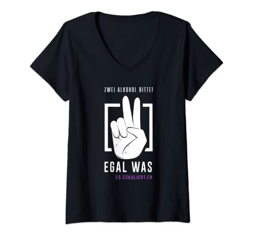 Damen Zwei Alkohol bitte! egal was es eskaliert T-Shirt mit V-Ausschnitt Damen Zwei Alkohol bitte! egal was es eskaliert T-Shirt mit V-Ausschnitt von funnybierhoangpremiums deutschbeerloverbrands