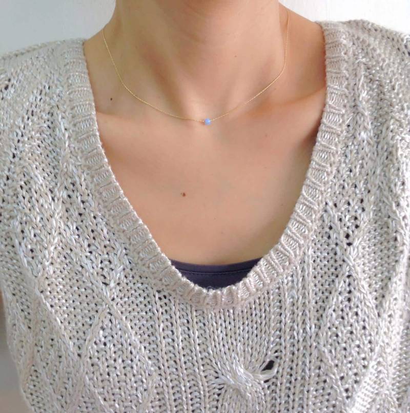 Gold Gefüllt Opal & Silber Halskette, 5 Perlen, Perle Brautjungfer Geschenk, Hochzeitsschmuck, Zierliche Halskette von funnybunnyjewelry