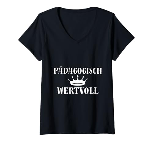 Damen Pädagogisch Wertvoll T-Shirt mit V-Ausschnitt Damen Pädagogisch Wertvoll T-Shirt mit V-Ausschnitt von funnyfashion