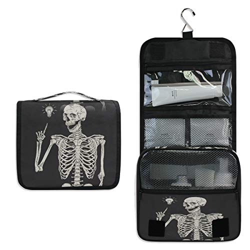 funnyy Kulturbeutel zum Aufhängen mit Totenkopf-Skeletten, Reisetasche, Kosmetiktasche, Make-up, Zubehör, Organizer, Schönheitstasche für Damen, Mädchen, Kinder, wasserdichte Duschtasche, Geschenk von funnyy