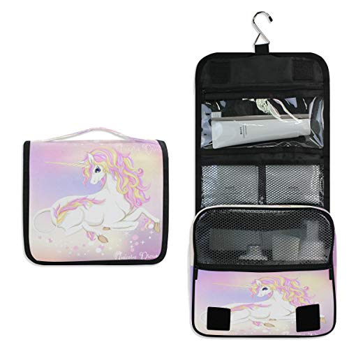 Kulturbeutel mit niedlichem Einhorn zum Aufhängen, Reise-Kulturbeutel, Kosmetik, Make-up, Zubehör, Organizer, Schönheitstasche für Damen, Mädchen, Kinder, wasserdichte Duschtasche, Pferde-Geschenk, von funnyy