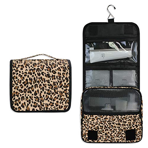 funnyy Kulturbeutel zum Aufhängen, Leopardenmuster, Reisetasche, Kosmetiktasche, Make-up, Zubehör, Organizer, Beauty-Beutel für Damen, Mädchen, Kinder, wasserdicht, Duschtasche, Geschenk von funnyy