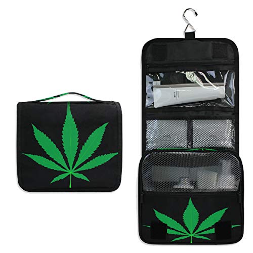 funnyy Kulturbeutel zum Aufhängen, Marihuana-Blatt, Hanf, Reisetasche, Kosmetiktasche, Make-up-Zubehör, Organizer, Beauty-Beutel für Damen, Mädchen, Kinder, wasserdicht, Duschtasche, Geschenk von funnyy