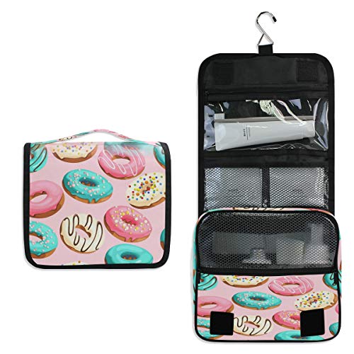 funnyy Niedliche süße Donut-Hängende Kulturbeutel Reise Kulturbeutel Kosmetiktasche Make-up Zubehör Organizer Beauty Pouch für Frauen Mädchen Kinder wasserdichte Duschtasche Geschenk von funnyy